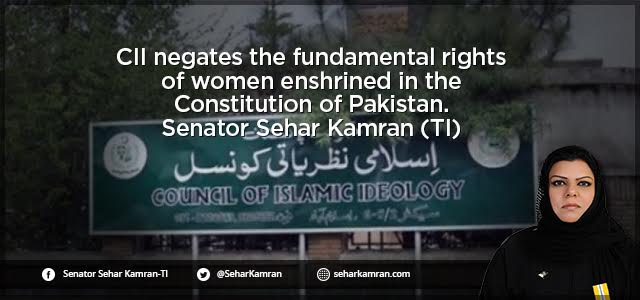 CII negates the fundamental rights of women enshrined in the Constitution of Pakistan: Senator Sehar Kamran (TI)