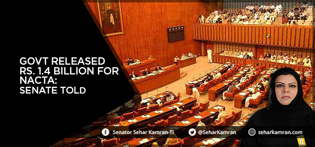 Govt released Rs1.4 billion for NACTA: Senate told