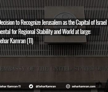 Trump’s Decision to Recognize Jerusalem as the Capital of Israel will be Detrimental for Regional Stability and World at large: Senator Sehar Kamran (TI)