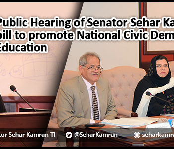 Public Hearing of Senator Sehar Kamran’s (TI) bill to promote National Civic Democratic Education