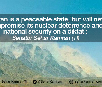 ‘Pakistan is a peaceable state, but will never compromise its nuclear deterrence and national security on a diktat’: Senator Sehar Kamran (TI)